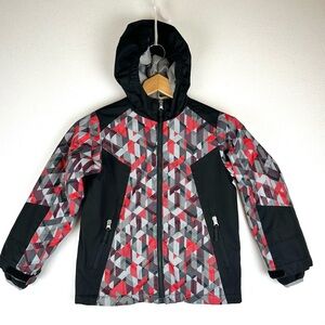 Land's End Unisex Squall Geometric Print Hooded Puffer Jacket Insulated
